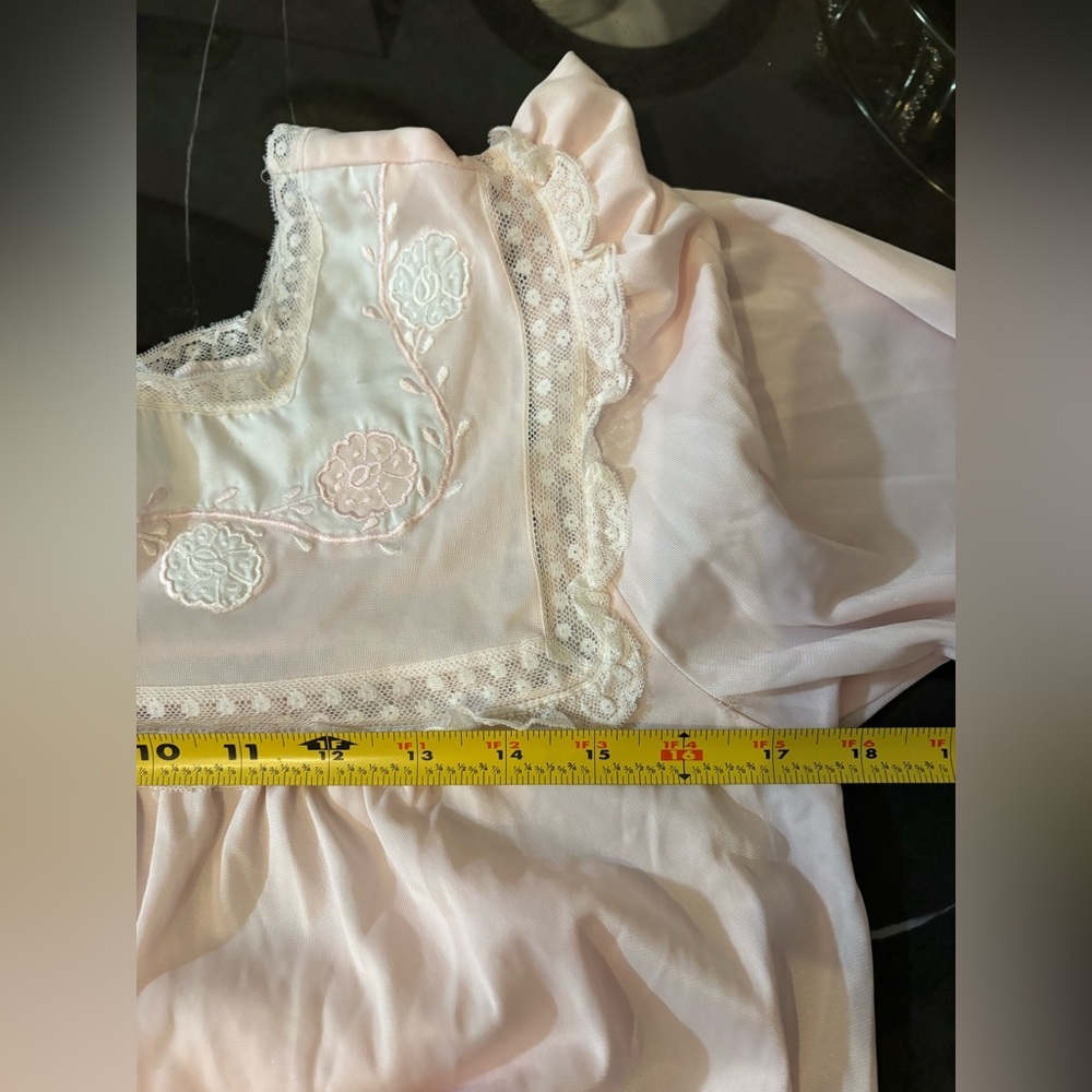 Sara Beth Vintage Nightgown Blush Pink Lace Embroidered Bow Women’s S 90s Dress - Picture 9 of 11